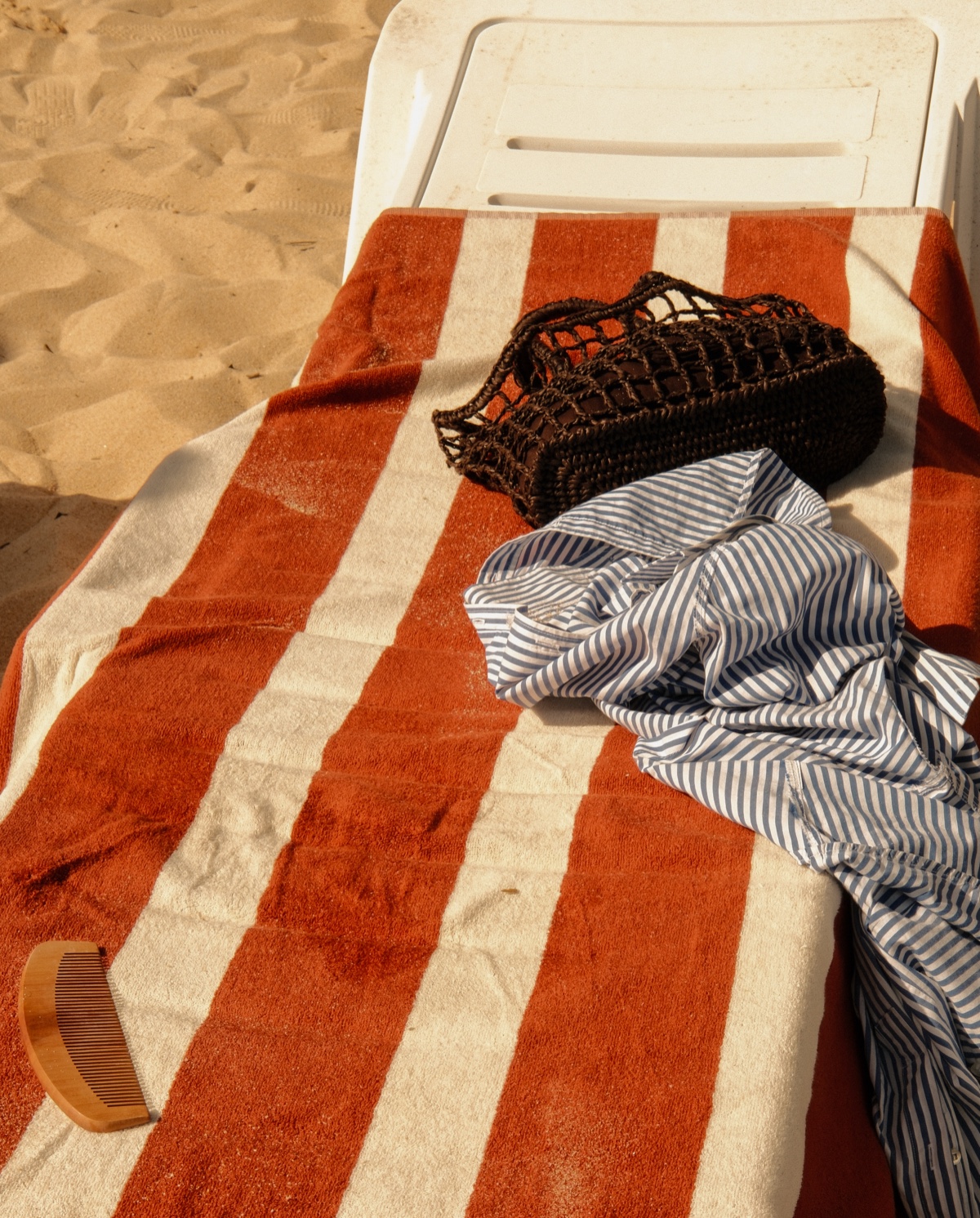 Items carried to the beach, faded by salt and sun